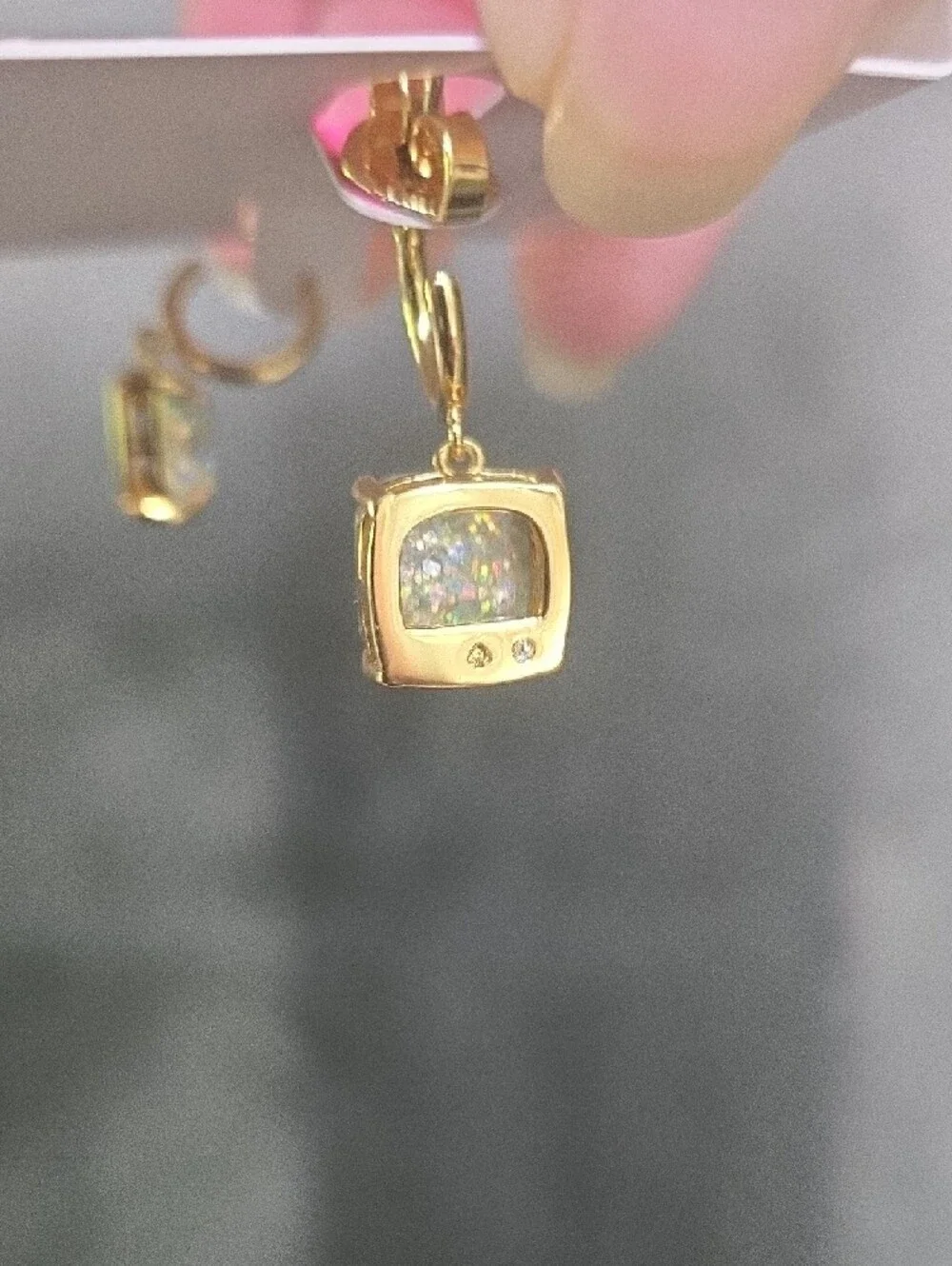 SALE! kate spade Gold Huggie Drop Earrings with Iridescent Druzy
